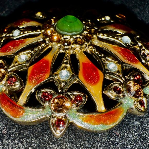 Monet Signed Vintage Fantastic Flower BROOCH PIN, Rhinestone - Picture 2 of 5